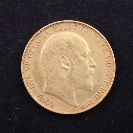 An Edwardian VII 1902 gold matt proof two pounds,